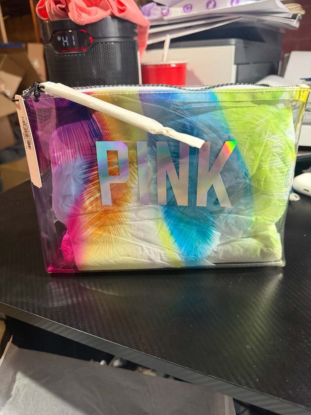 Victoria's Secret PINK Iridescent Clear Cosmetic Makeup Bag